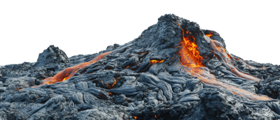 Cooling Lava Flow on Volcanic Rock Formation