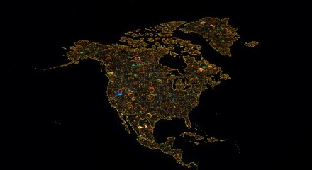 North America's Night Lights: A Celestial Map of Urban Glow