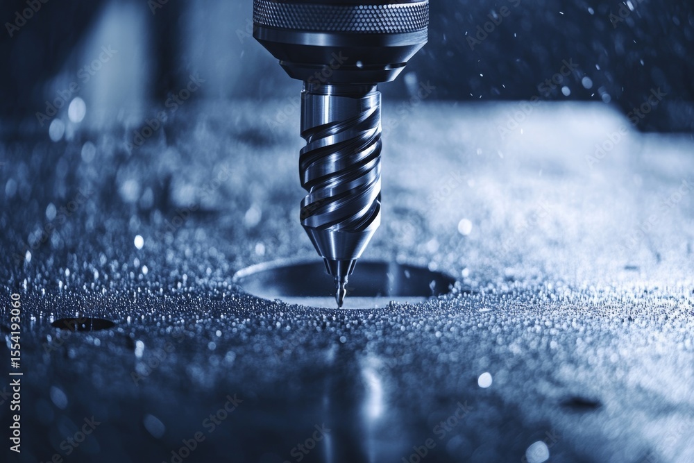 Poster the precision machining process is being carried out in a modern workshop equipped with a cnc millin