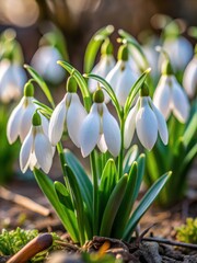 snowdrops on the ground close-up