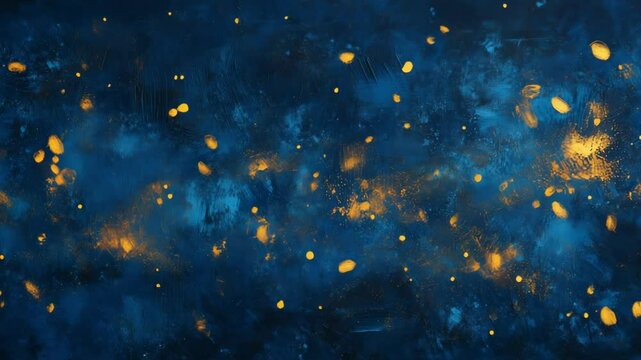 Animation of starry summer night with glowing fireflies