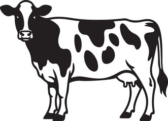 Black and White Illustration of a Holstein Cow