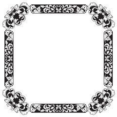 Vintage baroque frame with floral ornament engraving illustration art