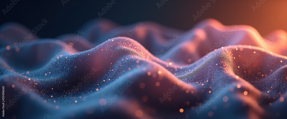Poster abstract waves of colorful light with sparkles in dark background for artistic projects