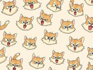 Obraz premium make a pattern that depicts the faces of angry fluffy cats