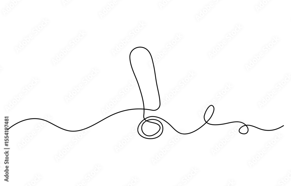 Poster question and exclamation marks one line art, asking and admiration signs, continuous contour. query 