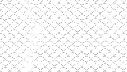 Naklejka premium Seamless pattern of delicate, overlapping grayscale semicircles resembling fish scales or wave-like forms, creating a subtle textured background