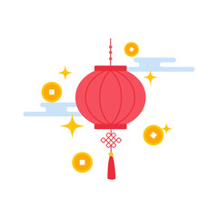 Red and Yellow Chinese Lantern with Red Tassel for Lunar New Year Celebration
