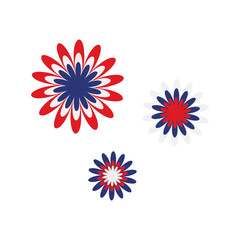 Red White and Blue Layered Floral Motif Celebrating Independence Day Festivities