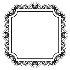 Vintage baroque frame with floral ornament engraving illustration art