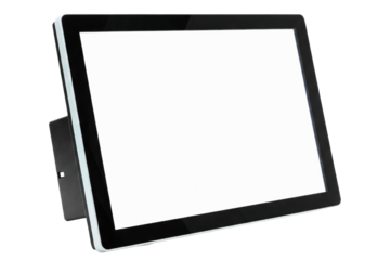 Touchscreen display monitor designed for interactive use isolated on a transparent background