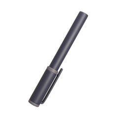 A 3D illustration of a sleek silver ballpoint pen with a clip, perfect for office and professional writing tasks, offering modern design and style.