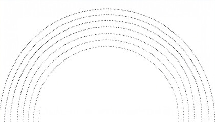 Seven concentric, dotted-line arcs form a minimalist rainbow-like pattern on a white background.  The arcs are subtly textured and evenly spaced