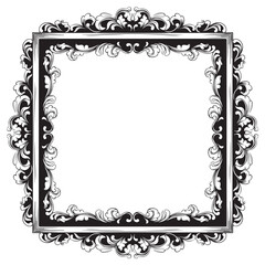 Vintage baroque frame with floral ornament engraving illustration art