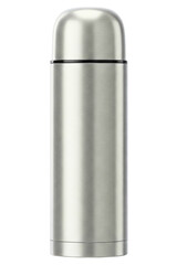 Sleek stainless steel thermos isolated on a transparent background