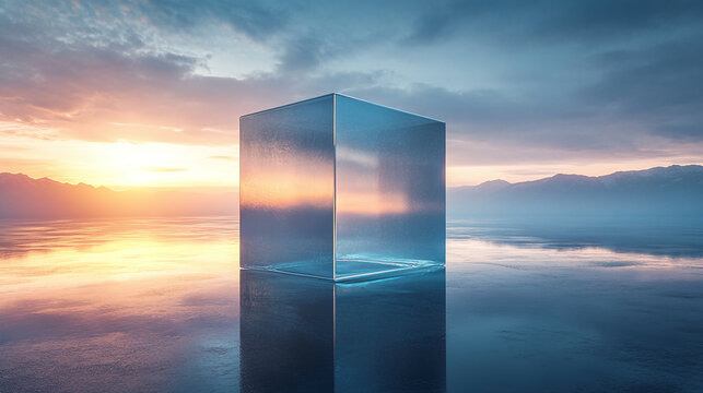futuristic 3d rendered crystal cube,