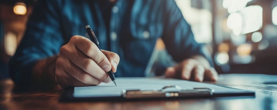 Auto check-up and car service shop concept: Mechanic writes a job checklist to estimate the repair costs for a client at the workshop garage., Generative AI