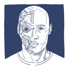 Android robot. Artificial intelligence and neural networks concept. humanoid robot with artificial intelligence.