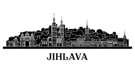 Obraz premium Jihlava city skyline with Czech Republic, and silhouette.