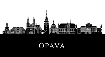 Fototapeta premium Opava Czechia Skyline with Cityscape, and Black and White.