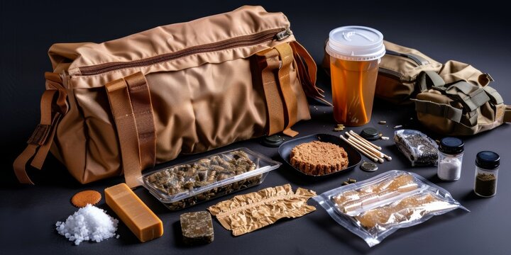 Us army soldier's dry rations ready for consumption