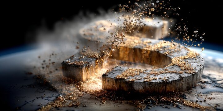 Dollar symbol exploding showing economic crisis