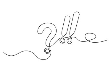 Question and exclamation marks one line art, asking and admiration signs, continuous contour. Query FAQ concept, finding the answer.Concept hacking internet. Hand drawn one line vector.Editable stroke