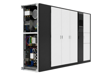 High-tech server rack designed for efficient data management isolated on a transparent background
