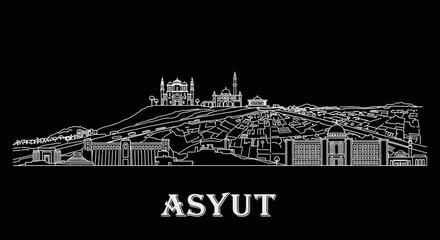 Fototapeta premium Asyut with Egypt, and Skyline Cityscape silhouette art.