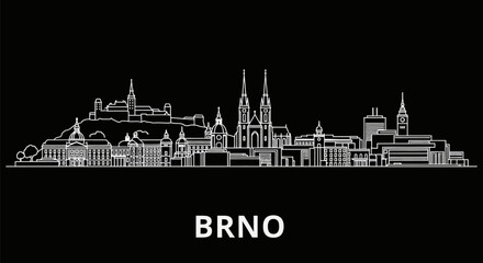 Obraz premium Brno skyline Czech Republic Landmark outline.