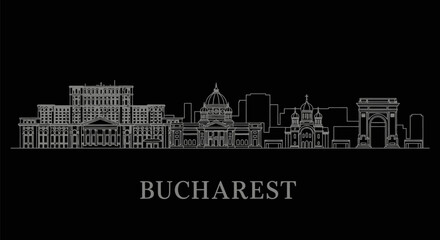 Obraz premium Bucharest Skyline with Romania Minimalist Style.