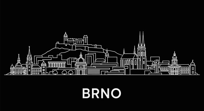 Brno Skyline Czech Republic Vector Black.