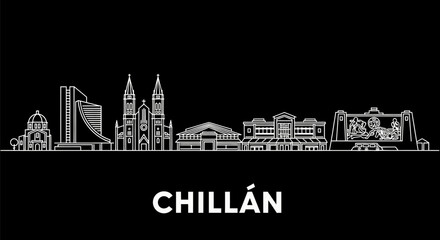 Fototapeta premium Chilln Chile Skyline Outline.