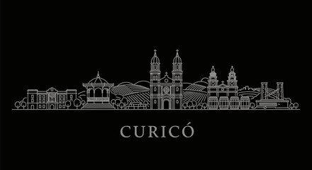 Naklejka premium Curic Chile Skyline Landmark Vector.