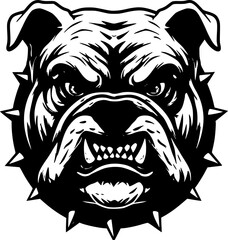 Fototapeta premium an aggressive bulldog with a threatening expression, black and white vector illustration