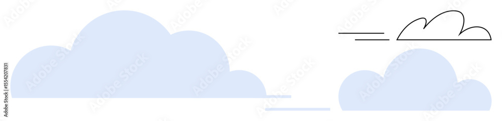 Aufkleber two cloud designs, one soft and blue, one outlined with motion lines expressing swift movement. idea