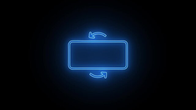 neon glow Phone Rotation Icon Animation &ndash; Mobile Device Orientation Change Symbol for App Interface,
