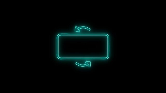 neon glow Phone Rotation Icon Animation &ndash; Mobile Device Orientation Change Symbol for App Interface,