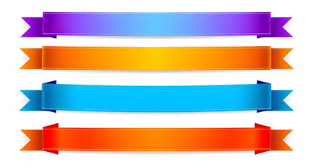 Fototapeta premium Colorful ribbons, ribbon set, vector ribbons, decorative ribbons, banner ribbons, satin ribbon, award ribbons, celebration ribbons, gradient ribbons, festive ribbon, glossy ribbons, curved ribbon, 3D 