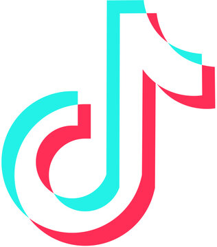 TikTok Logo Icon with Vibrant Neon Glitch Effect &ndash; Transparent Background (SVG, Vector)