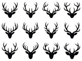 Elegant Deer Antler Illustrations A Collection of Silhouettes