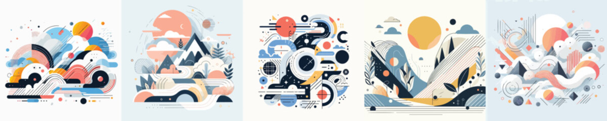 Obraz premium vector image abstract flat design white background