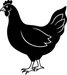 Monochrome Chicken Silhouette A Simple Yet Striking Depiction of Poultry in Graphic Form Featuring Clean Lines and Bold Contrast