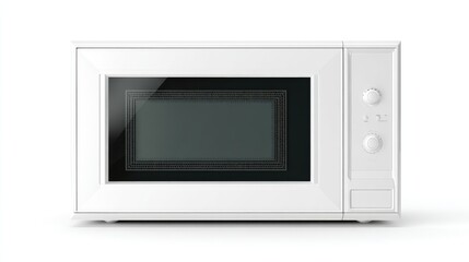 Fototapeta premium White microwave oven front view isolated on a pure white background with soft shadows