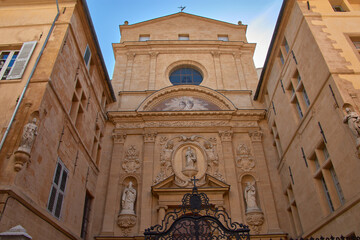 Restored facade of the Baroque Chapelle du Couvent de la Visitation by Pierre Pavillon in...