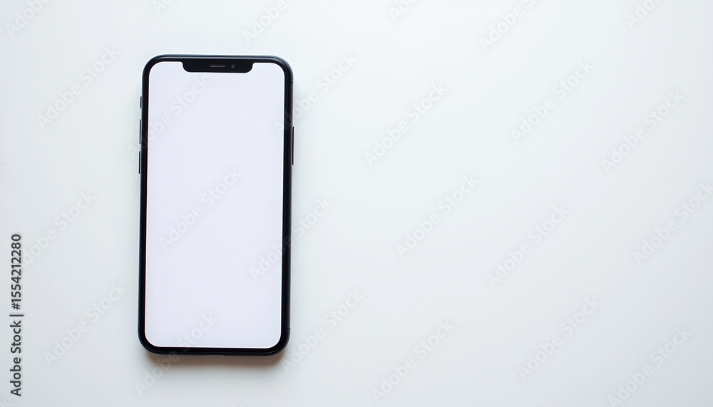 Poster sleek smartphone device with a blank screen, presenting a modern gadget with space for content