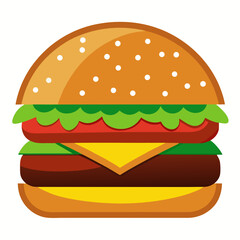 Delicious Burger Illustration Featuring Fresh Ingredients and a Mouthwatering Patty Perfect for Food Blogs Restaurant Menus and Fast Food Promotions with a Clean and Modern