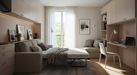 Fototapeta premium Modern studio apartment interior design