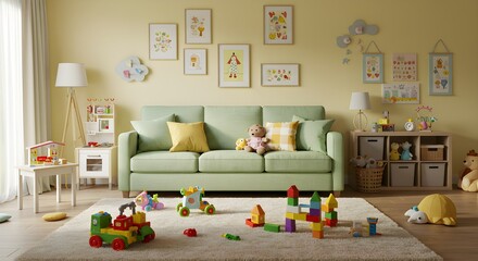 Playful childrens room interior