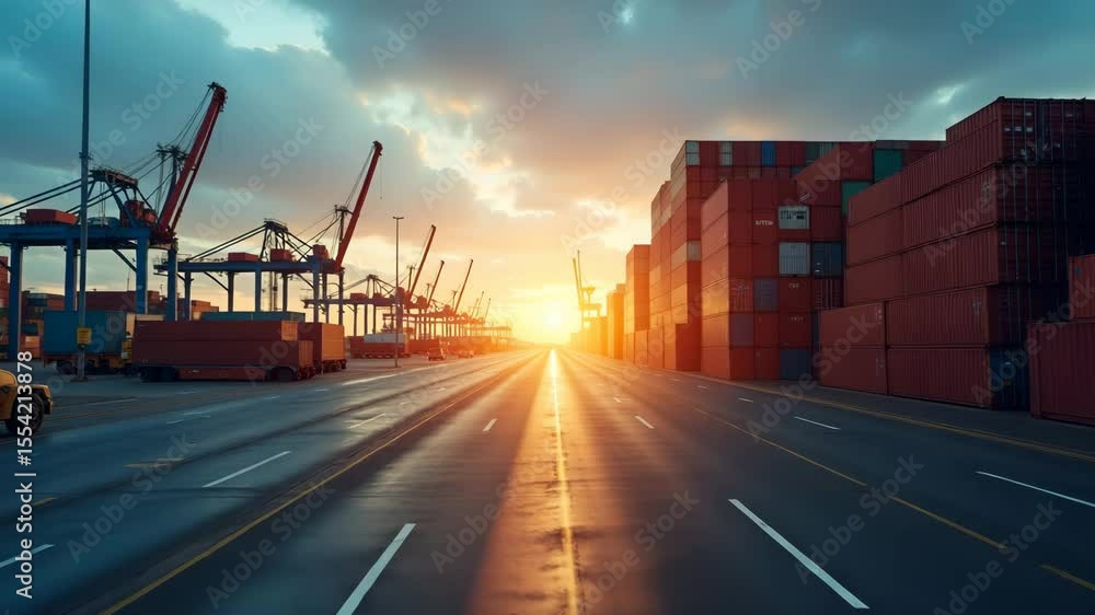 Aufkleber visualizing foreign trade restrictions: regulatory checkpoints & border controls impacting imports/e